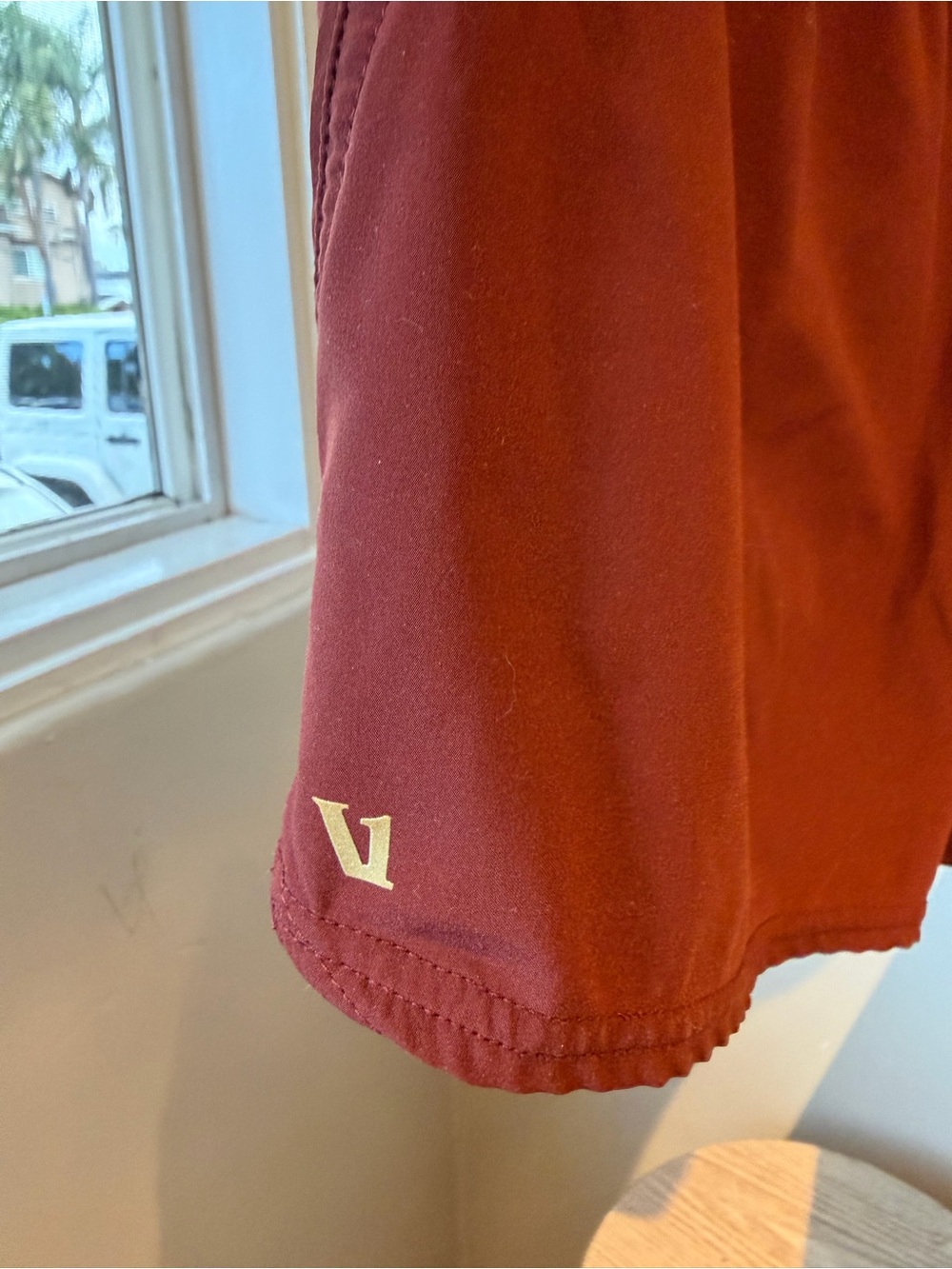 Vuori Women's Rust Athletic Shorts with White Drawstring - Picture 3 of 3